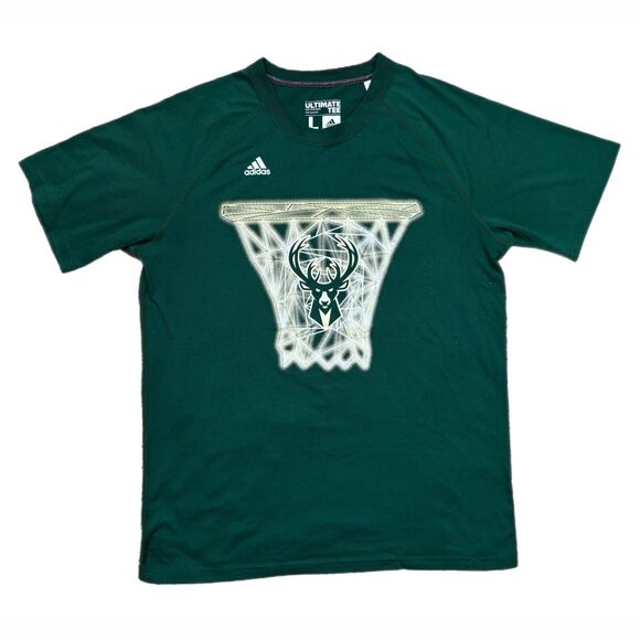 Adidas NBA Milwaukee Bucks Basketball Mens Large Ultimate T Shirt Wisconsin - Picture 1 of 5